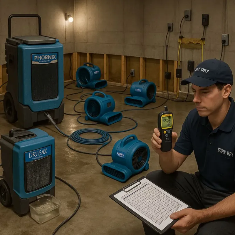 Structural Drying and Dehumidification process in Mira Monte, CA